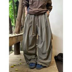 批发春夏派牛日系复古伞兵裤户外宽松阔腿男褶皱廓形灯笼裤显瘦<b class='q'>休闲裤</b>