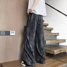 批发美式泡泡复古水洗做旧弯刀立体裁剪<b class='q'>牛仔裤</b>男<b class='q'>女</b>春夏百搭<b class='q'>直筒</b>阔腿<b class='q'>裤</b>