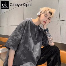 批发美式轩潮社复古扎染泼墨短袖<b class='q'>t</b><b class='q'>恤</b>男夏季宽松上衣学生休闲半袖体恤