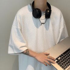 批发纯色轩潮社短袖t恤男夏季运动情侣上衣宽松潮牌潮流半袖体恤<b class='q'>汗衫</b>