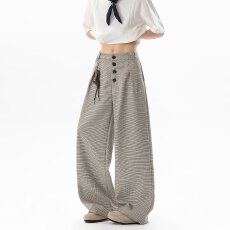 批发春秋揭潮坊高级感条纹垂感直筒西裤男美式宽松百搭阔腿<b class='q'>休闲</b>长裤