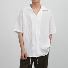 古巴领揭潮坊短袖衬衫男夏季薄款垂感衬衣高级感白色法式半袖上衣