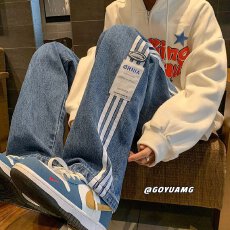 批发痞帅三盛直筒牛仔裤男春<b class='q'>秋</b>款水洗做旧美式宽松百搭高街休闲长裤子
