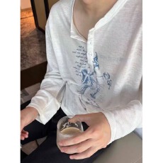 批发莱赛尔天丝】拼接鑫盛撞色长袖T恤男女<b class='q'>春</b>季2026年新款早秋上衣ins
