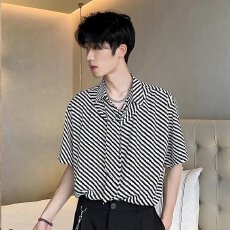 批发短袖揭潮坊衬衫男<b class='q'>夏</b>季潮牌设计感小众高级感痞帅男装宽松慵懒风