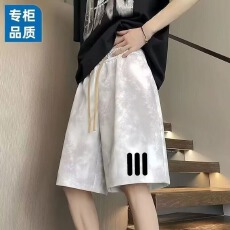 批发<b class='q'>夏</b>季长隆薄款男士休闲短裤宽松直筒青年洋气运动中裤沙滩裤五分裤