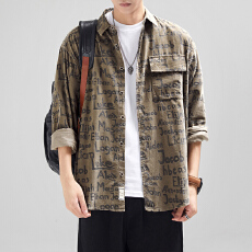 批发春秋极 致 时尚长袖衬衫男通勤松弛<b class='q'>日系</b><b class='q'>复古</b>宽松痞帅学生休闲衬衣