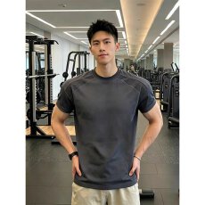 批发美式经典冰丝凉感短袖T恤男<b class='q'>夏</b>季网眼拼接设计高级感休闲半袖上衣