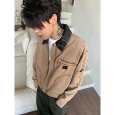 批发美式夹克王朝潮牌重磅复古<b class='q'>皮衣</b>外套<b class='q'>男士</b>春秋休闲翻领上衣情侣慵懒