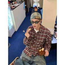 批发美式风度复古经典撞色格纹简约百搭长袖<b class='q'>格子衬衫</b><b class='q'>男</b>女款衬衣外套