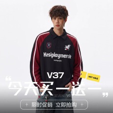 批发ins港风美式撞色拼接翻领卫衣男秋季字母印花<b class='q'>潮牌</b>痞帅休闲长袖<b class='q'>T</b><b class='q'>恤</b>