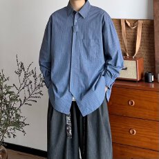 批发长袖南风街区衬衫男2026<b class='q'>春</b>秋新款今年宽松百搭可拆卸领带格子衬衫