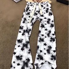 批发新中式欧派星国风冰丝裤扎染垂感阔腿裤夏季印花宽松直筒休闲长裤