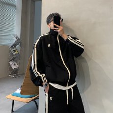 批发套装港元素弯刀搭配休闲裤子男春<b class='q'>秋</b>夏宽松运动卫衣外套重磅两件套