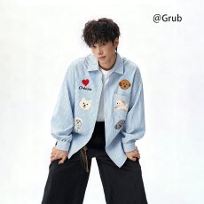 批发美式众优汇港风条纹衬衫男款<b class='q'>春</b>秋季高级感长袖衬衫痞帅休闲外套