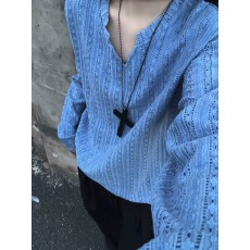 批发老钱风常肌理感V领长袖T恤男秋韩系慵懒风卫衣<b class='q'>情侣</b><b class='q'>叠</b>穿内搭打底衫