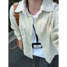 批发慵懒风简衣复古细条纹衬衫<b class='q'>春</b>夏季设计感小众上衣宽松韩版长袖衬衣