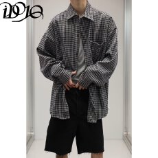 批发<b class='q'>春</b>秋揭潮坊轻熟风新款潮流格子衬衣韩版简约百搭复古格子衬衫男女