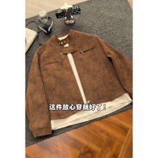 美式大弟街头扎染机车PU皮夹克男秋季宽松痞帅工装外套大码棒球服