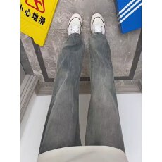 批发闪电淘潮竹节纹<b class='q'>牛仔裤</b>男夏季薄款微喇vibe裤子美式复古直筒工装裤