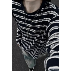 批发港风常复古条纹上衣<b class='q'>男</b>圆领长袖T恤慵懒宽松打底罩衫青少年打底衫
