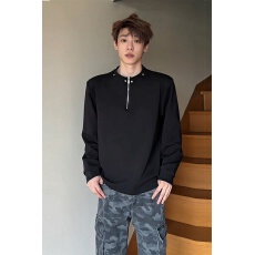 批发半拉链潮协会解构小众设计感花灰色垫肩卫衣<b class='q'>男</b>春秋季重磅<b class='q'>长袖</b><b class='q'>T</b><b class='q'>恤</b>