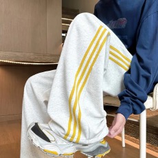 批发三条杠良田条纹卫裤男<b class='q'>春</b>秋季美式潮牌宽松阔腿休闲裤男士运动卫裤