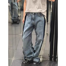 美式浩威休闲复古水洗怀旧牛仔裤男秋季高腰显瘦宽松直筒阔腿长裤