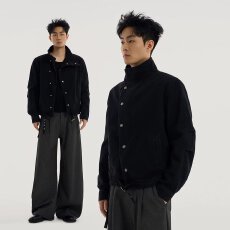 时尚夹克就位牛仔外套春季新款男女装百搭翻领前扣多口袋长袖上衣