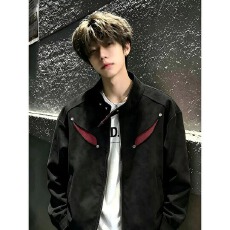 批发美式潮乐汇复古解构皮衣外套男秋季潮牌痞帅立领夹克扎染机车服