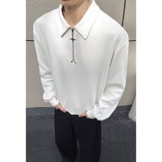 批发<b class='q'>秋</b>季揭潮坊半拉链polo衫卫衣男女ins美式纯色宽松运动翻领上衣服