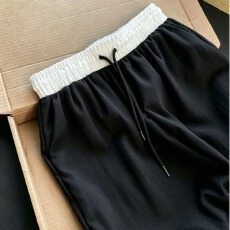 批发美式言鱼田高街弯刀裤男春<b class='q'>秋</b>季宽松阔腿裤高级感重磅运动休闲卫裤