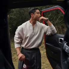 重磅元宝半拉链套头卫衣男士秋季韩版宽松打底衫圆领长袖T恤上衣