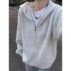 秋冬鹿野重磅连帽开衫毛衣男女潮宽松设计感拉链帽衫运动针织外套