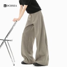 美式B计划条纹西裤男女春秋复古垂感休闲弯刀裤宽松通勤西装长裤