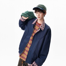 格纹上上签哈灵顿夹克衣服男装新款春秋外套老钱千老钱风千鸟格