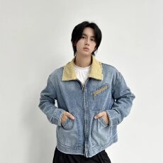 批发美式夹克就位复古水洗牛仔底特律夹克vintage做旧短款外套男早<b class='q'>秋</b>