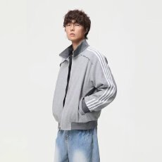 美式101复古条纹开衫连帽卫衣男女春秋潮牌情侣宽松百搭外套上衣