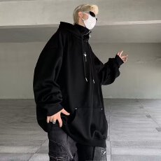 批发美式揭潮坊复古连帽卫衣男生春<b class='q'>秋</b>季潮牌百搭休闲外套夹克上衣服