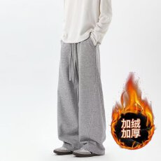 批发加绒酷大哈美式潮流抽绳休闲裤秋冬季宽松百搭直筒阔腿拖地长<b class='q'>裤子</b>