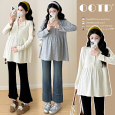 批发实拍~秋冬法式翻领针织娃娃衫上衣