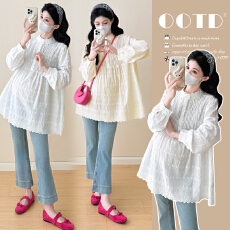 批发实拍  春季刺绣褶皱宽松上衣