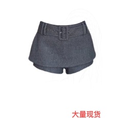 批发<b class='q'>大码</b>胖MM灰色高腰毛呢半身裙女秋冬季新款修身显瘦设计感百搭裤裙