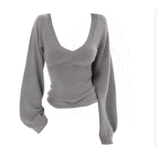 批发大码胖MM美式辣妹风V领长袖针织衫女秋灰色<b class='q'>修身</b>百搭性感毛衣上衣