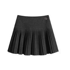 批发学院风深灰色<b class='q'>百褶</b>裙<b class='q'>短裙</b>女2025秋冬小个子百搭高腰毛呢a字半身裙