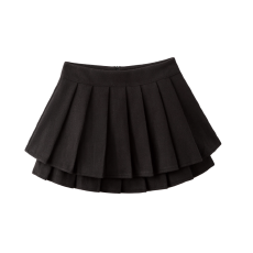 批发大码灰色毛呢<b class='q'>百褶</b>裙女辣妹高腰显瘦小个子减龄百搭双层a字短裙