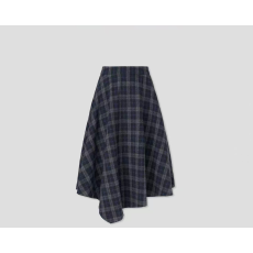 批发经典<b class='q'>复古</b>”绵羊毛混纺不规则磨毛格纹A字半裙