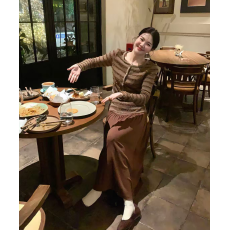 批发已出货  韩系温柔风针织衫女开衫半身裙<b class='q'>中长款</b>时尚套<b class='q'>装</b>