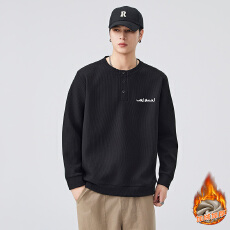 批发潮牌重磅480G亨利领卫衣男秋冬套头长袖上衣