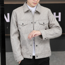 批发品质秋冬款鹿皮满印简约休闲夹克外套